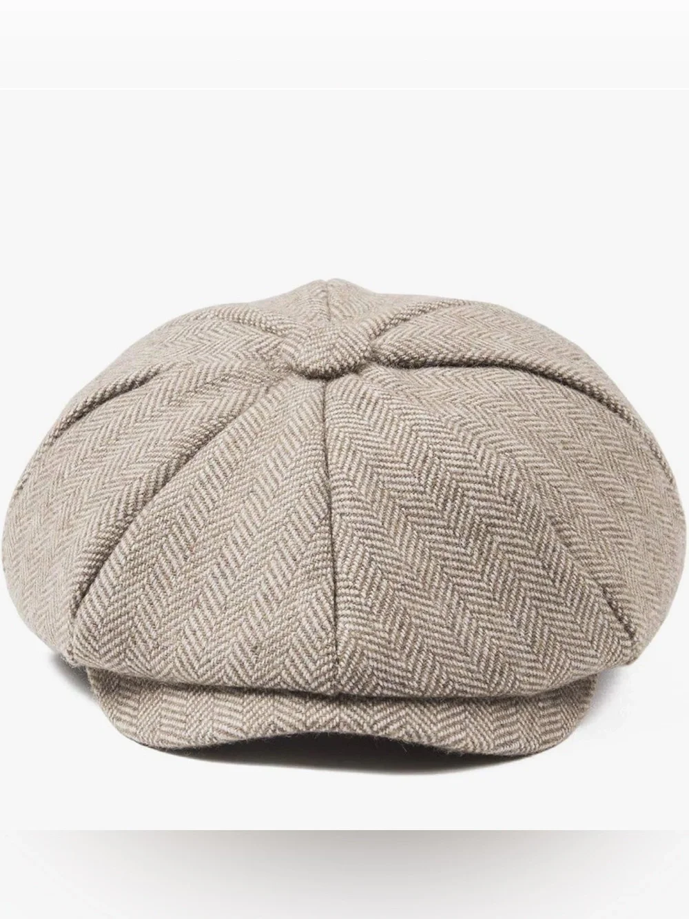 Classic Herringbone Newsboy Cap in Taupe kids size 6/8